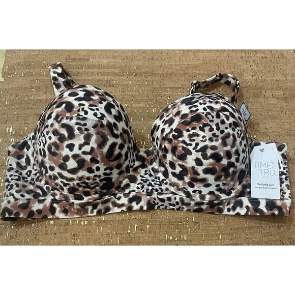 Time And Tru Women’s Watercolor Cheetah Bathing Suit Top Size 3X Molded Cups - Picture 1 of 3